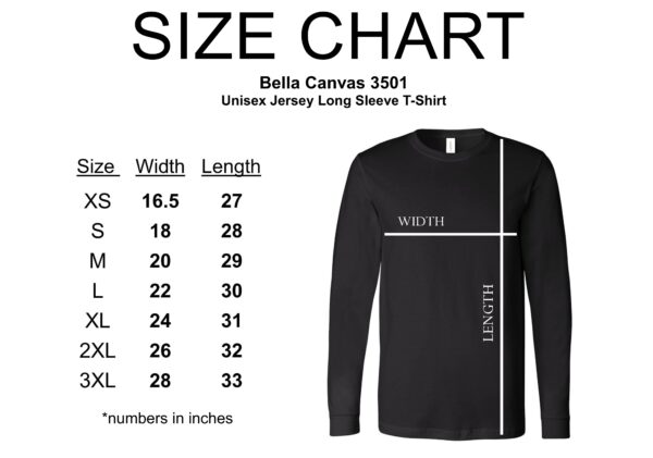 Size Chart Bella Canvas 3501 Black Shirt Download nf2