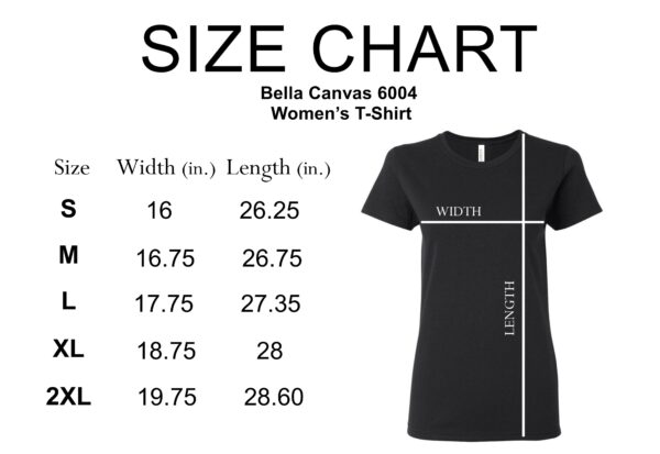 Size Chart Bella Canvas Shirt Black 6004 Download